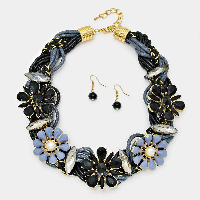 iLLASPARKZ Flower & twisted multi-cord collar necklace