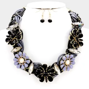 iLLASPARKZ Flower & twisted multi-cord collar necklace