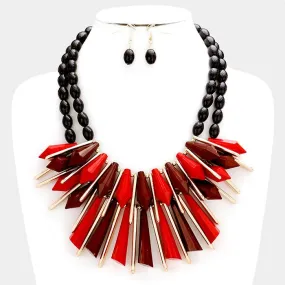 iLLASPARKZ Layered geometric resin & metallic bars bib necklace