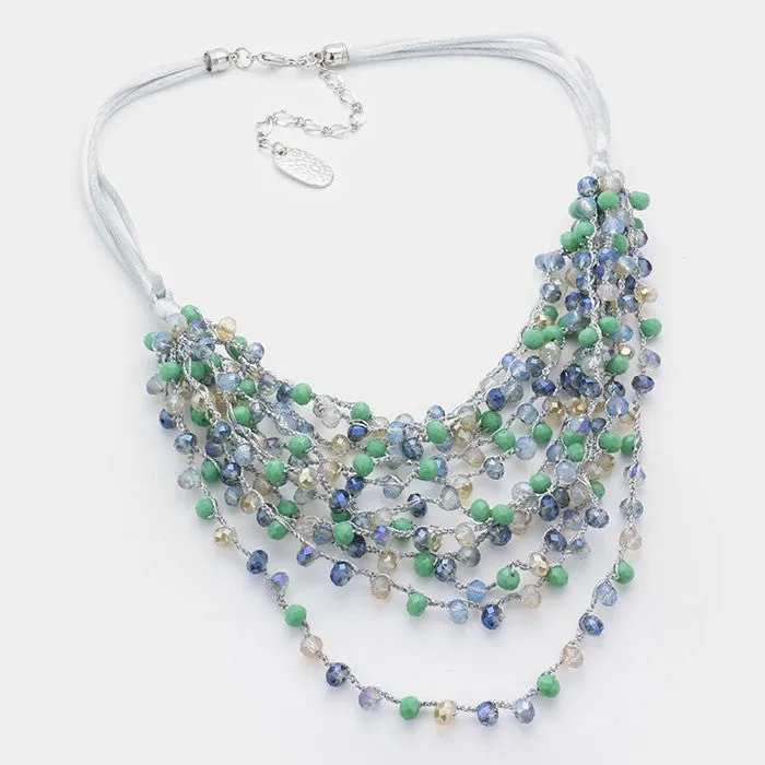 iLLASPARKZ Metallic thread multi-strand glass bead necklace