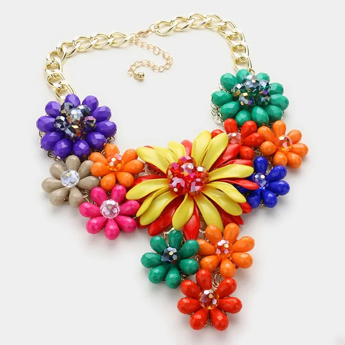 iLLASPARKZ Multi-flower cluster bib necklace