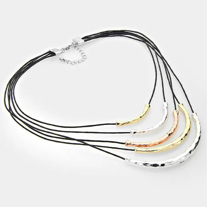 iLLASPARKZ Multi-layer hammered metal tube necklace