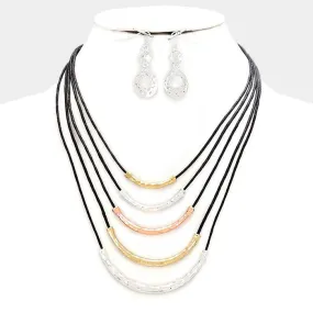 iLLASPARKZ Multi-layer hammered metal tube necklace