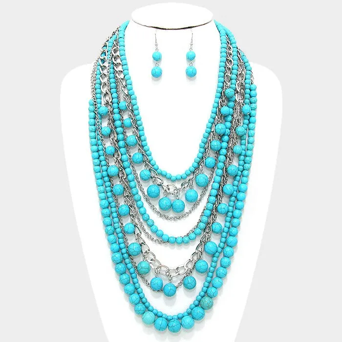 iLLASPARKZ Multi-layer turquoise bib necklace