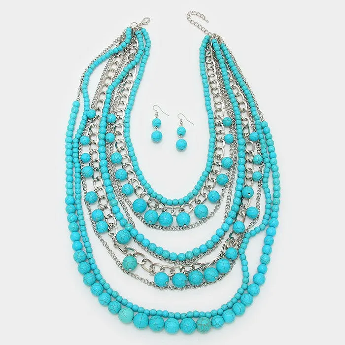 iLLASPARKZ Multi-layer turquoise bib necklace