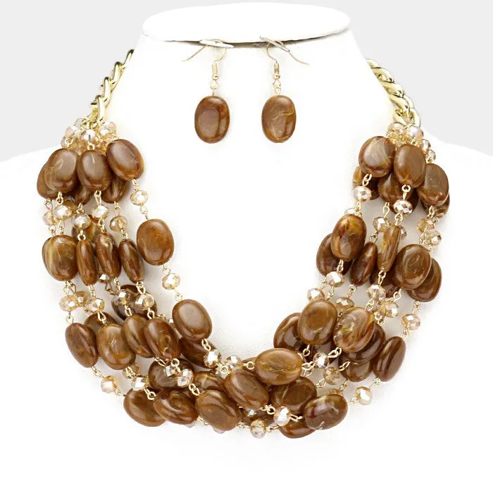 iLLASPARKZ Multi-strand marble pebble necklace