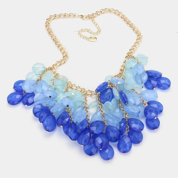 iLLASPARKZ Ombre pebble fringe bib necklace