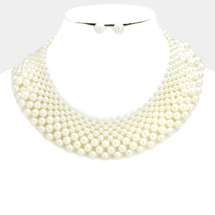 iLLASPARKZ Pearl fan bib necklace