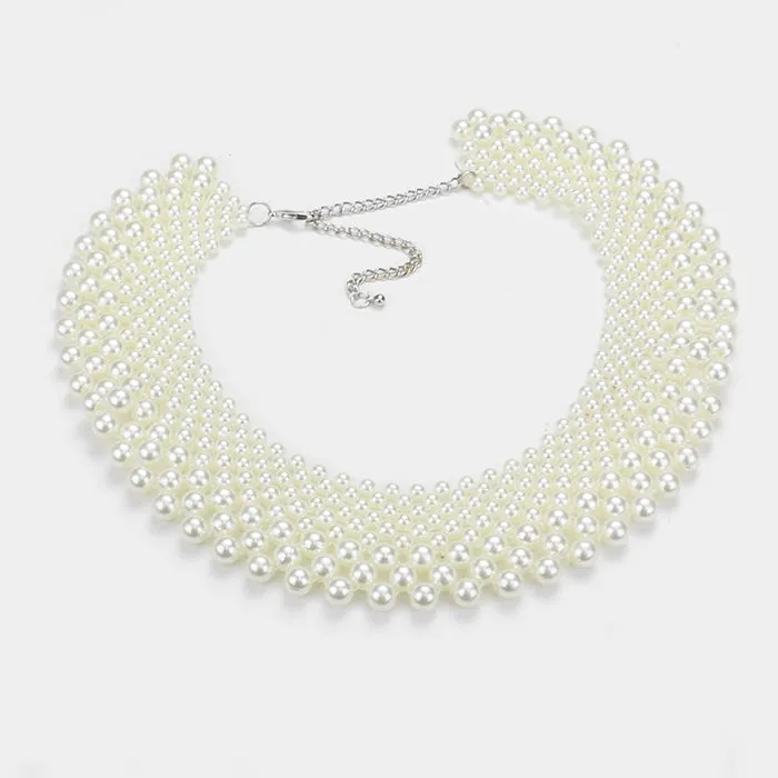 iLLASPARKZ Pearl fan bib necklace