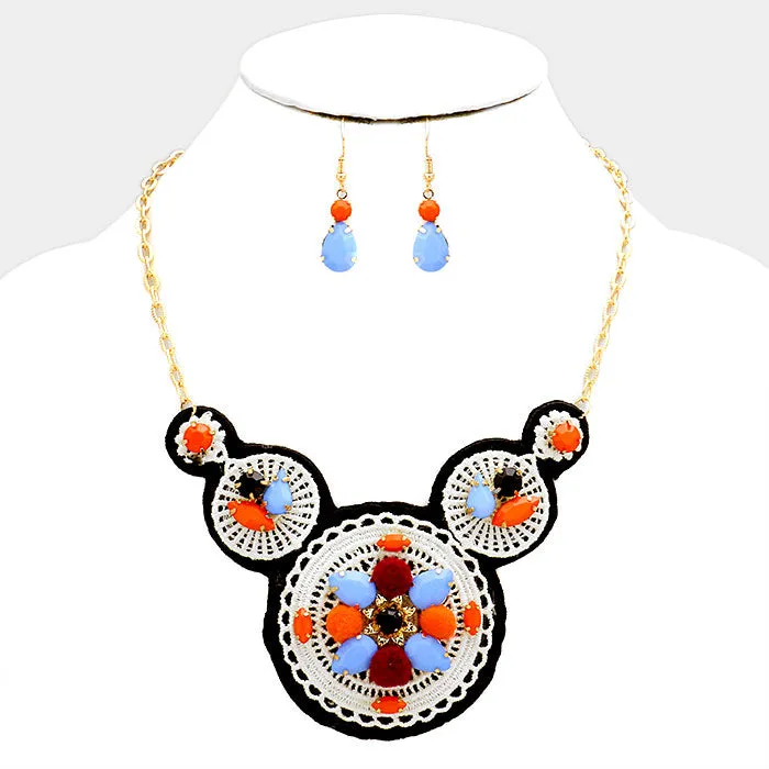 iLLASPARKZ Resin Bead accented felt bib necklace