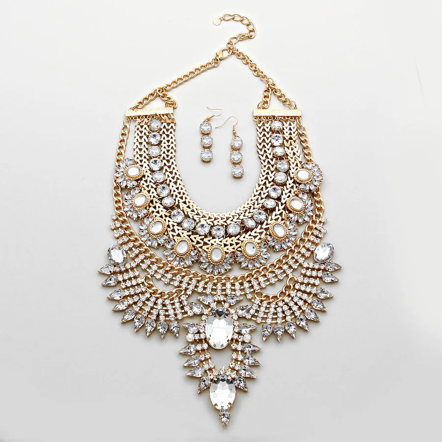 iLLASPARKZ SPIKE BAUBLE RHINESTONE ACCENTED STATEMENT NECKLACE