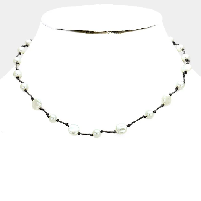 iLLASPARKZ Tied freshwater pearl station necklace