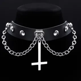 Inverted Cross Chocker Necklace