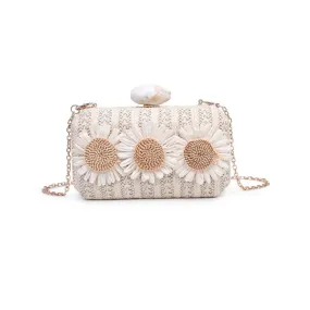 Ivory Floral Clutch Summer Evening Bag