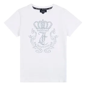 Juicy Couture Black Label Diamante Crown T-Shirt Junior