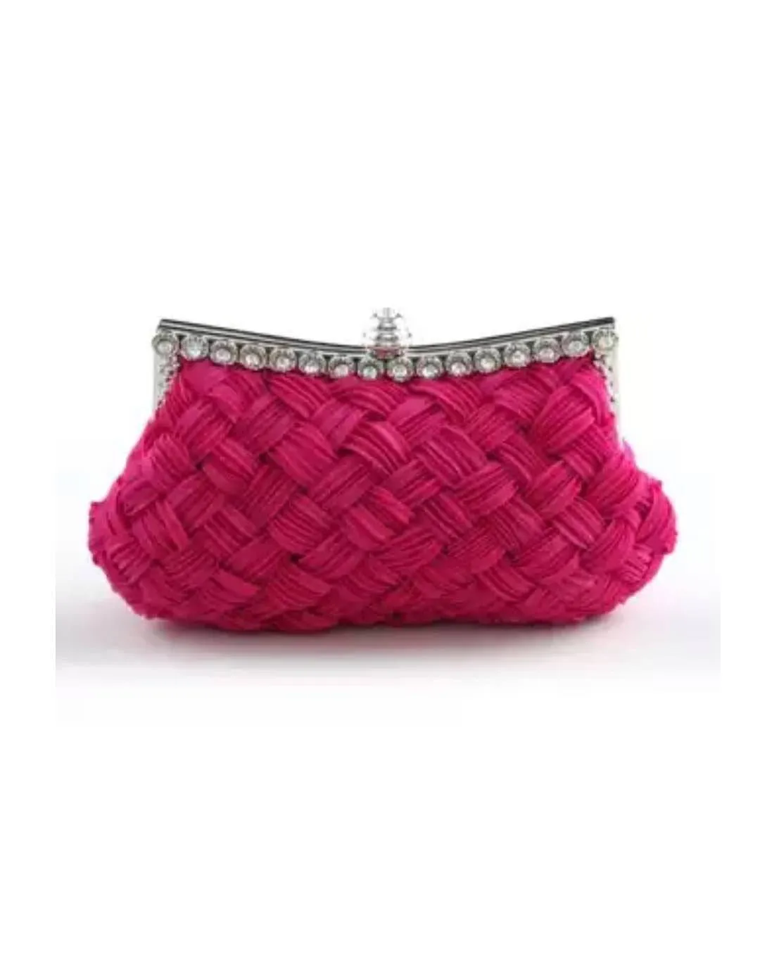 Knitted Satin Evening Clutch With Crystal Decoration