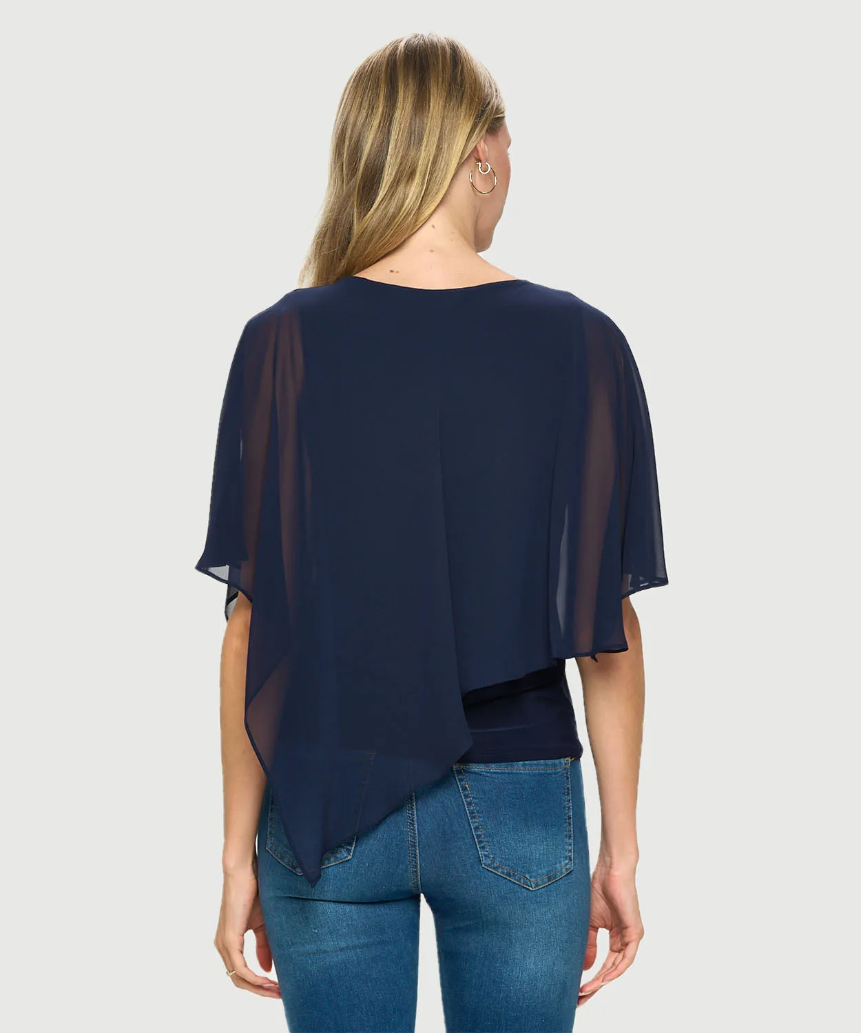 Last Tango Chiffon Layered Top - Navy