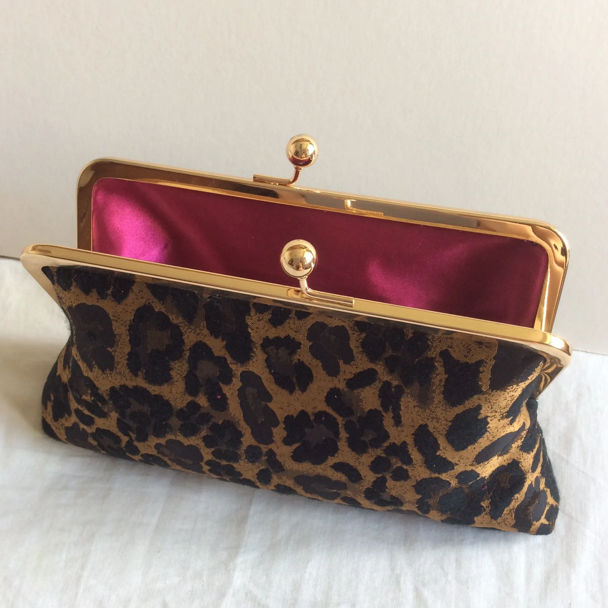 Leopard Brocade Fabric Clutch