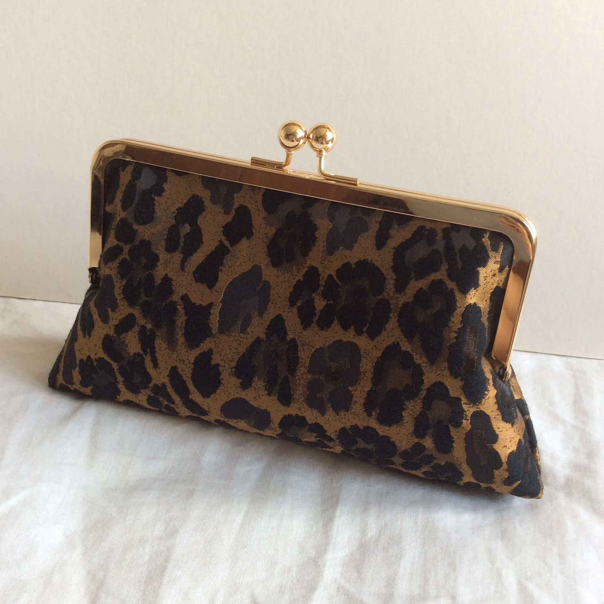 Leopard Brocade Fabric Clutch