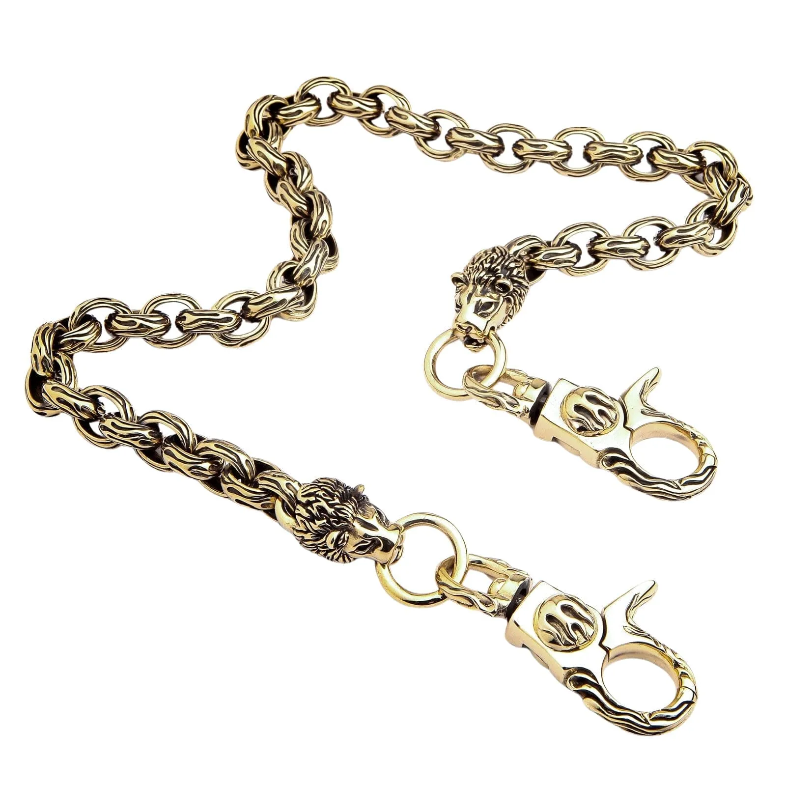 Lion Head Brass Biker Wallet Chain