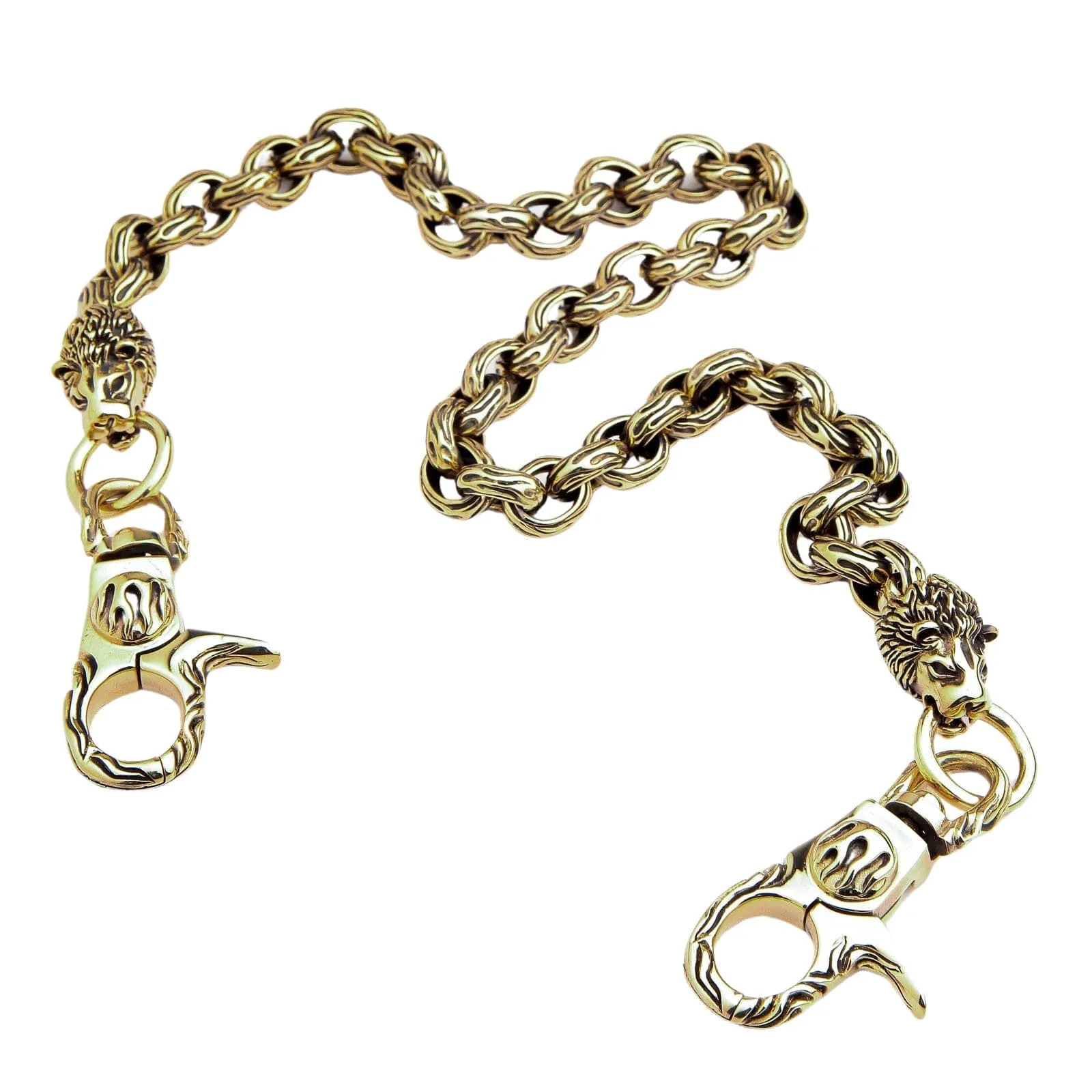 Lion Head Brass Biker Wallet Chain