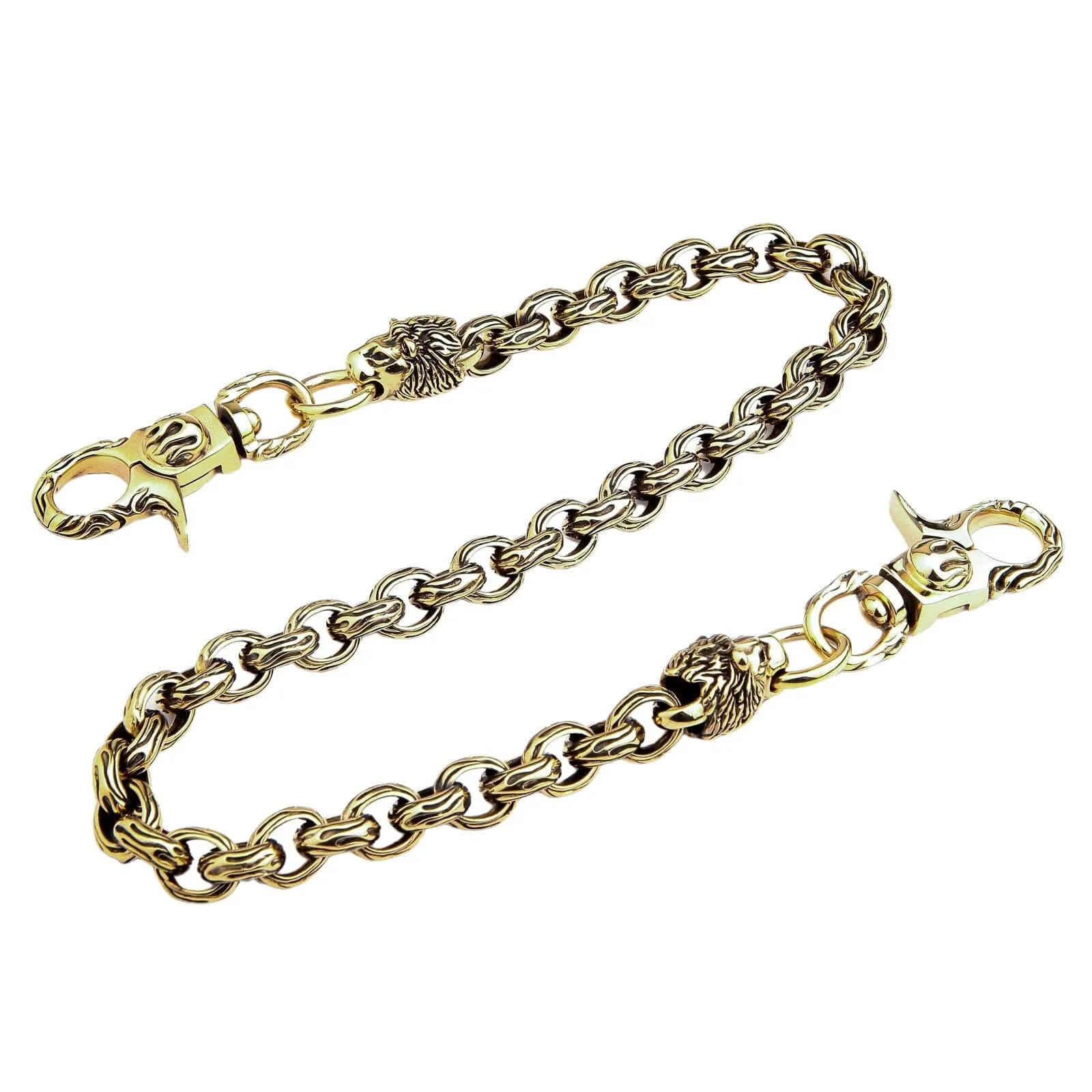 Lion Head Brass Biker Wallet Chain