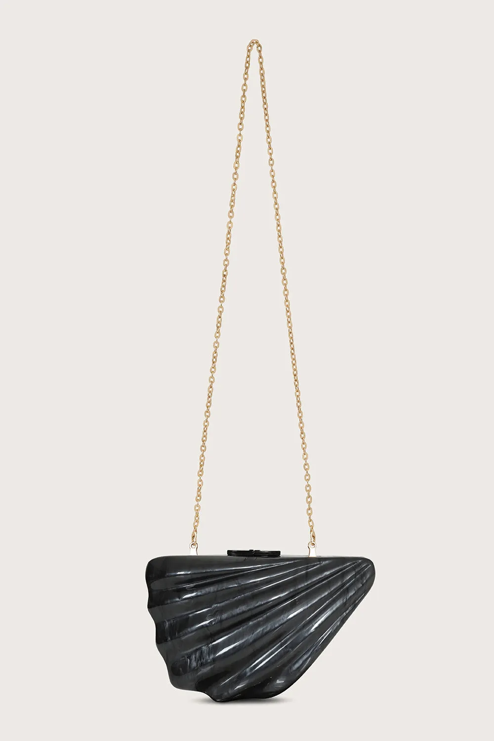 LOTTIE Acrylic Shell Clutch Bag in Black