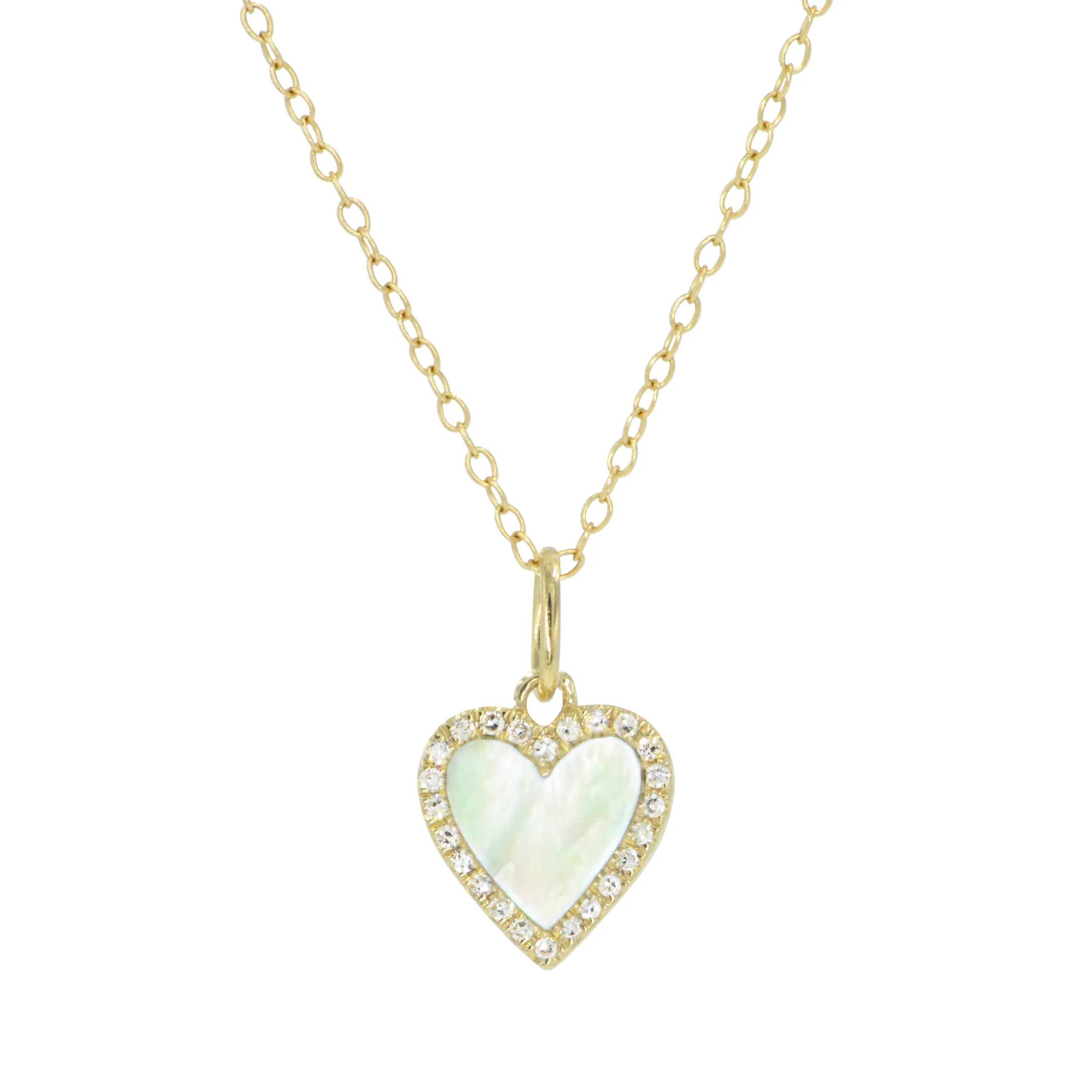 Mini Pearl Heart Necklace With Diamonds