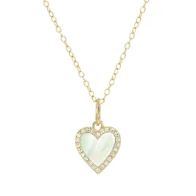 Mini Pearl Heart Necklace With Diamonds