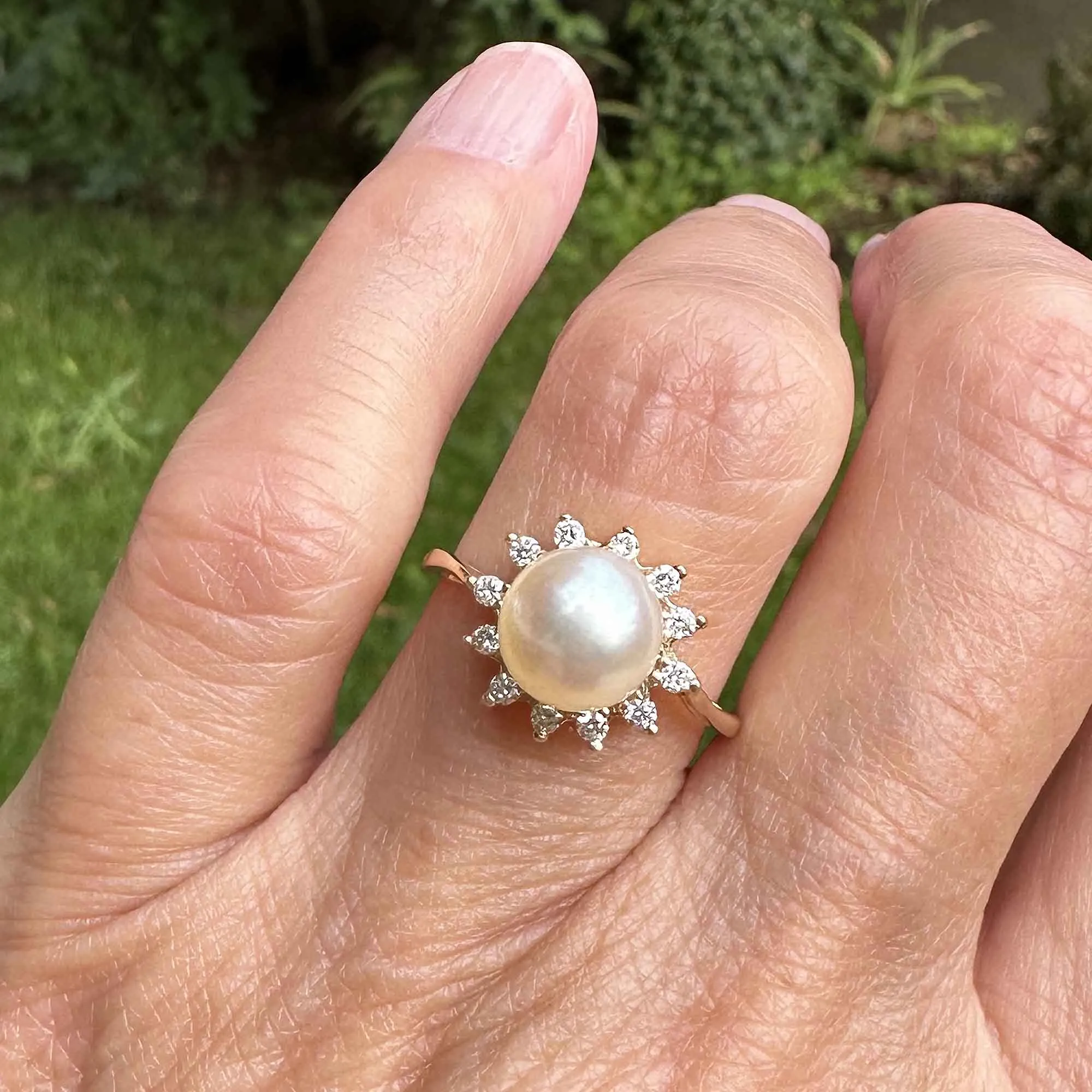 Na Hoku Diamond Halo Akoya Pearl Ring