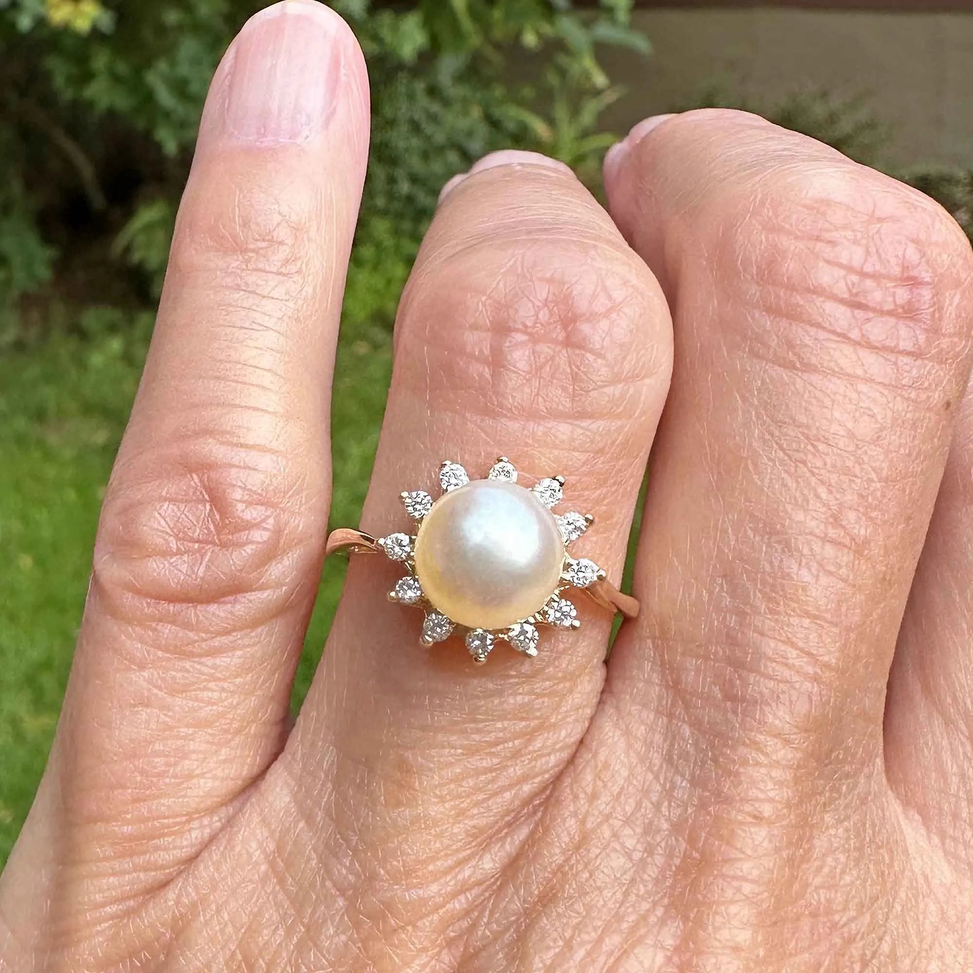 Na Hoku Diamond Halo Akoya Pearl Ring