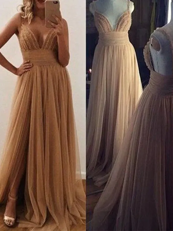 New Spaghetti Strap V-Neck Ball Gown Formal Charming For Teens Evening Prom Gown Dress. DB1026