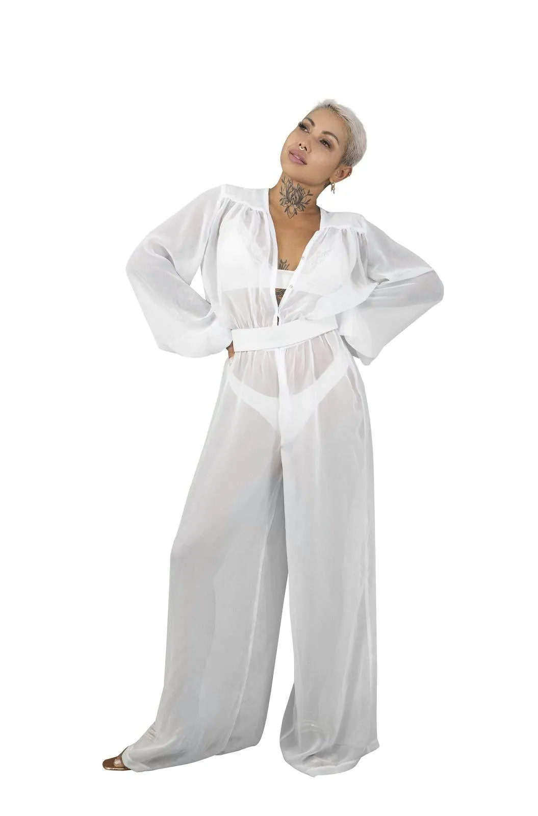 Oasis White Chiffon Jumpsuit