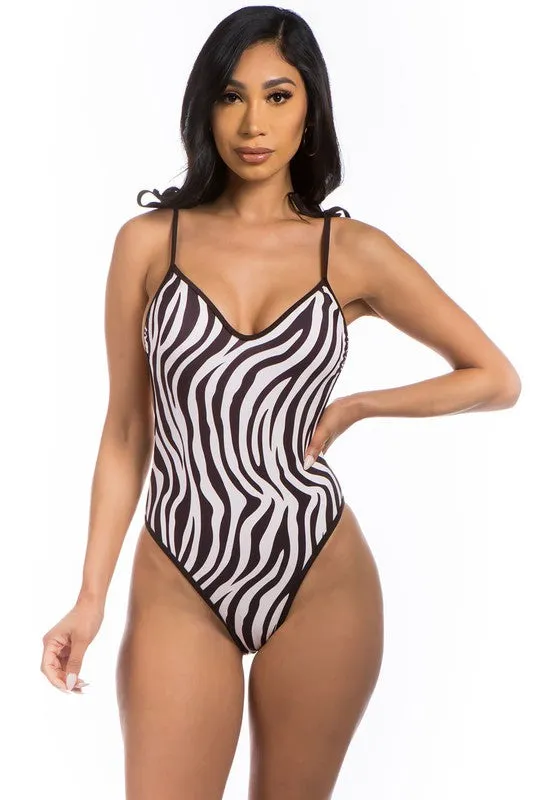 One-Piece Zebra Print Swimsuit