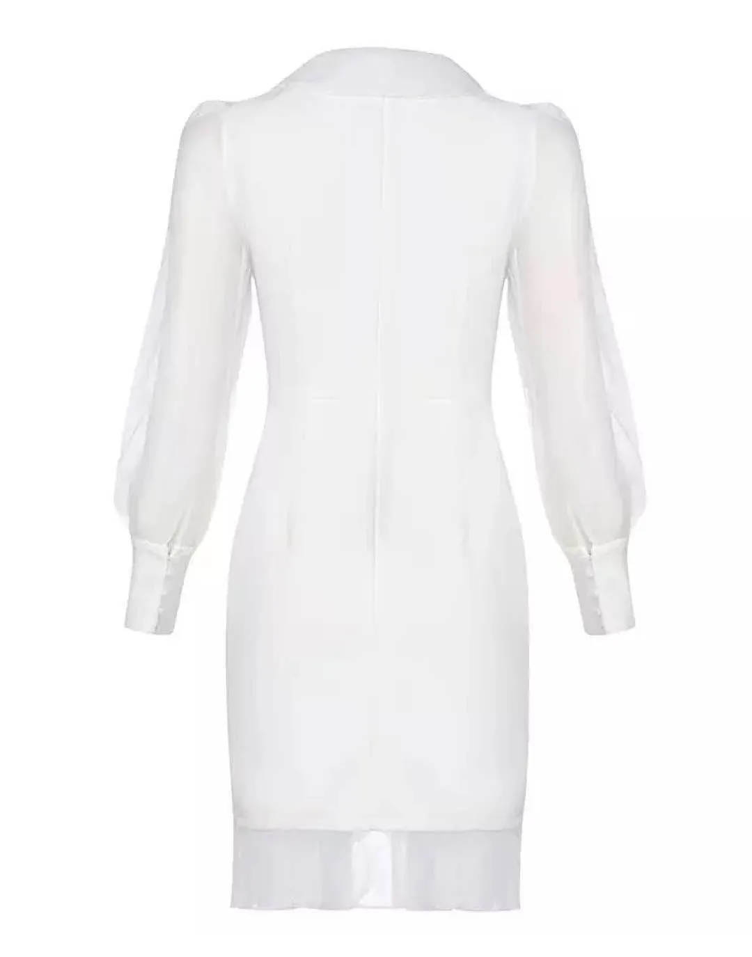 Organza Sleeve Dress In White