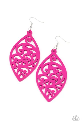 Paparazzi Coral Garden - Pink Wood Earrings