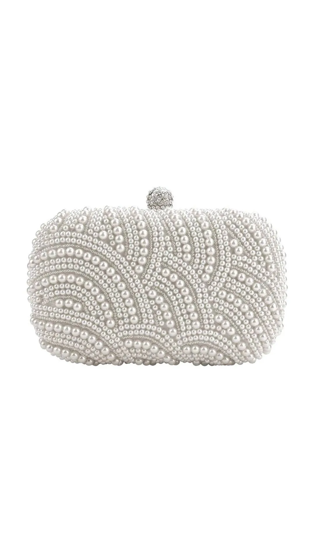 Pearl And Crystal Beaded Rectangular Evening Clutch