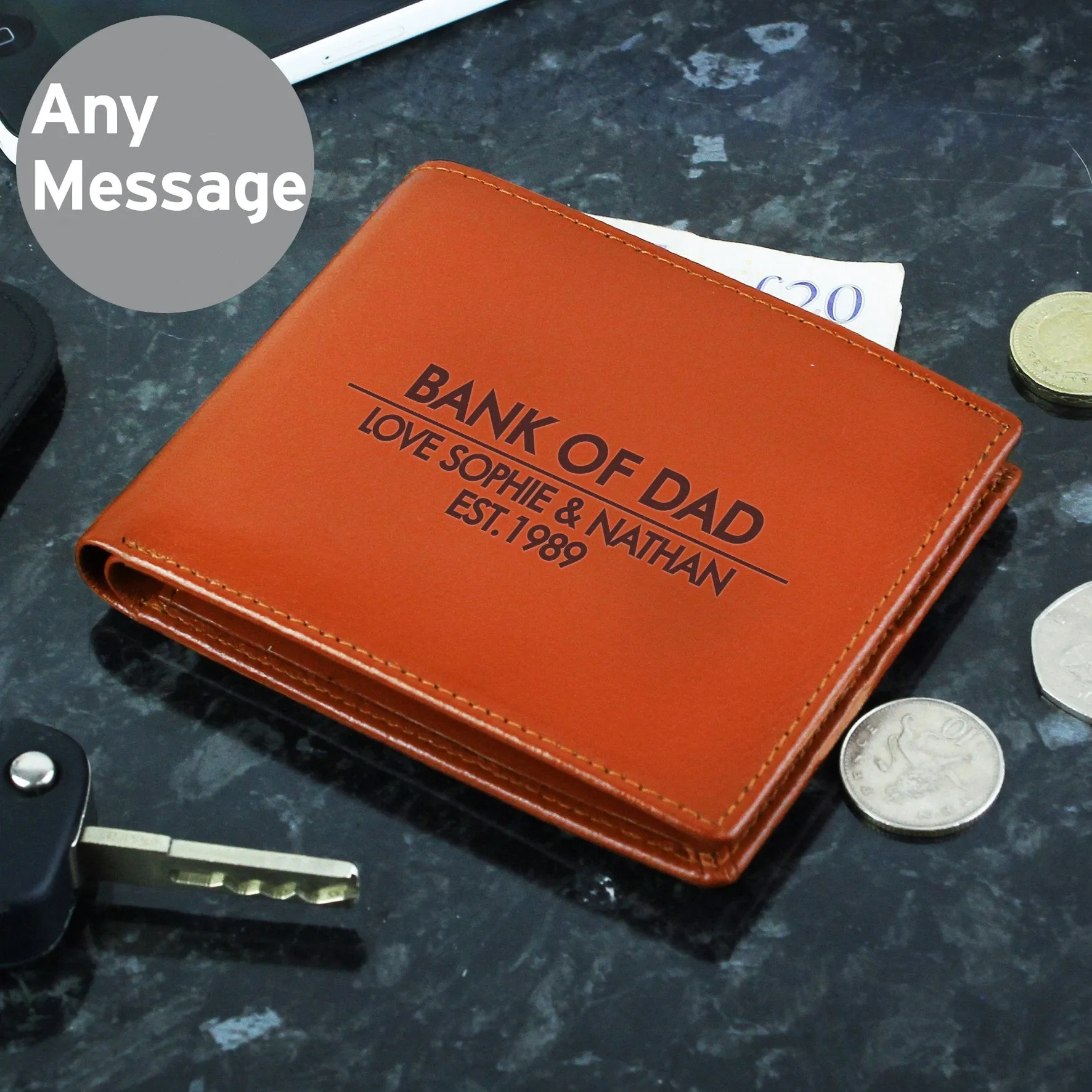 Personalised Classic Tan Leather Wallet