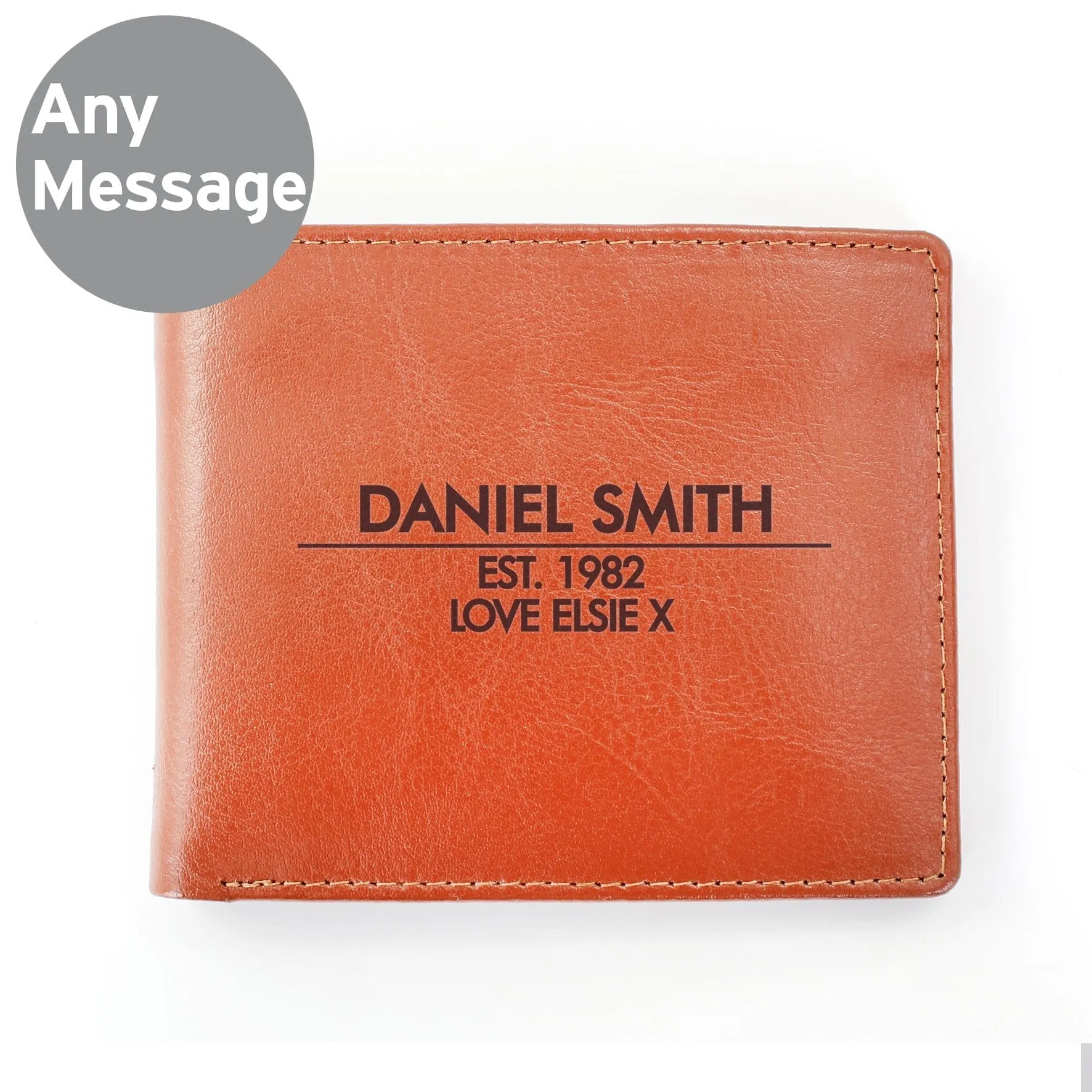 Personalised Classic Tan Leather Wallet