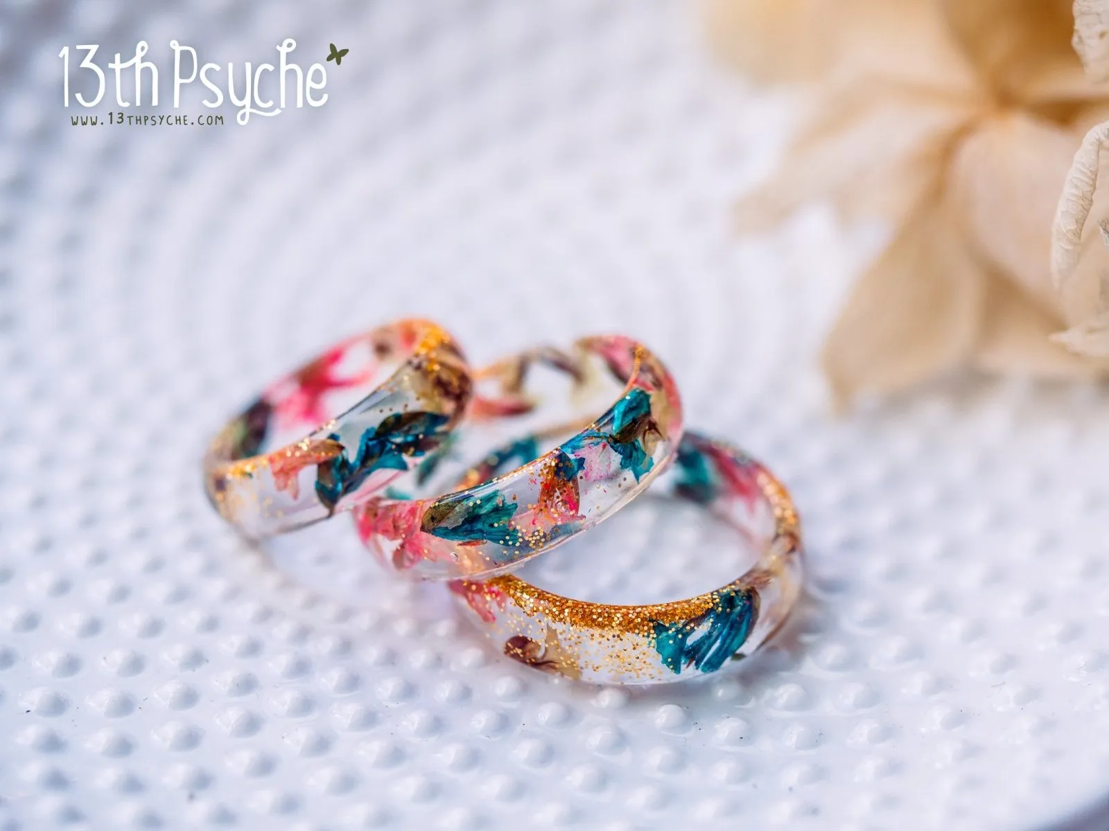 Real dried flowers resin ring