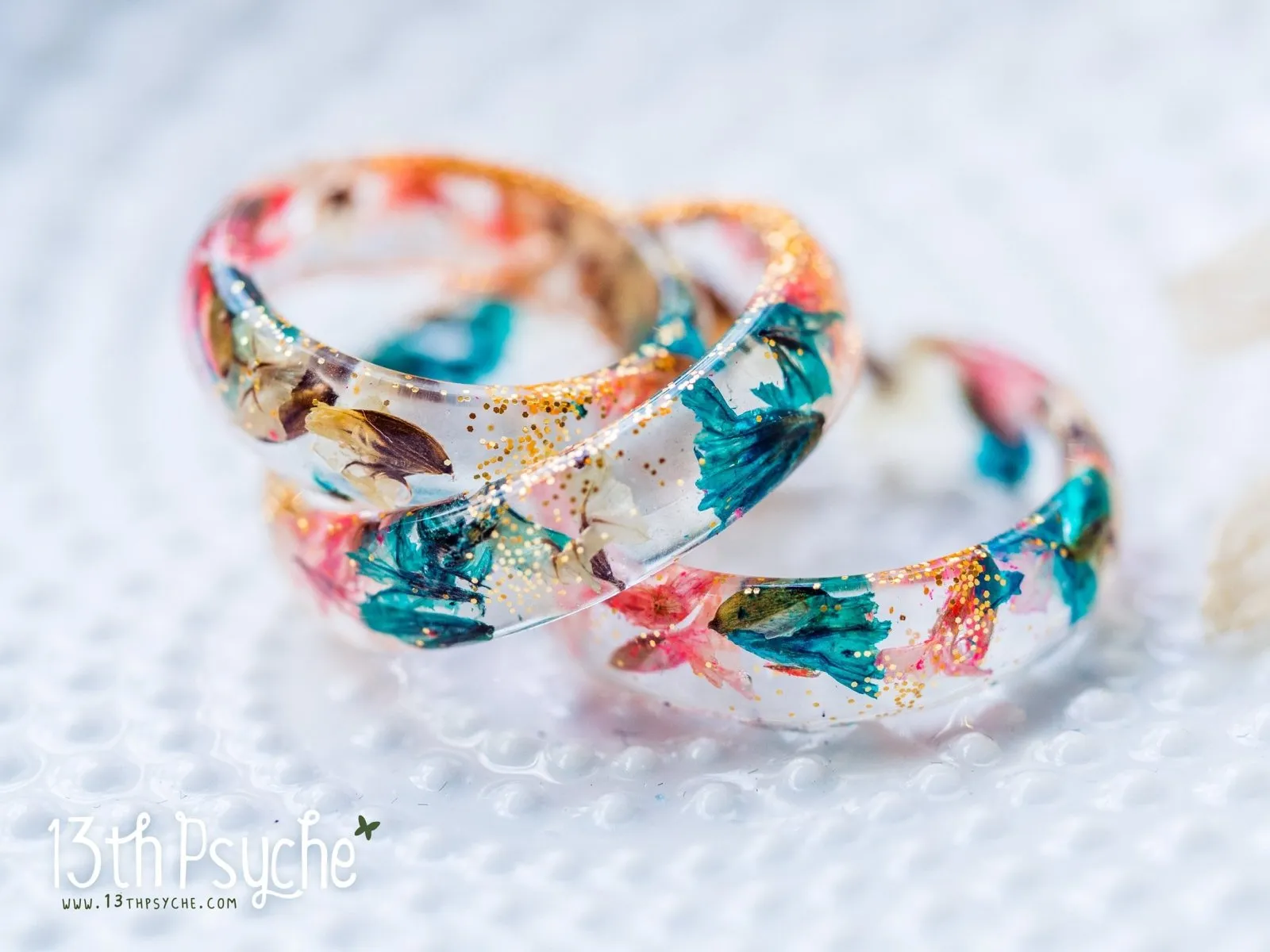 Real dried flowers resin ring