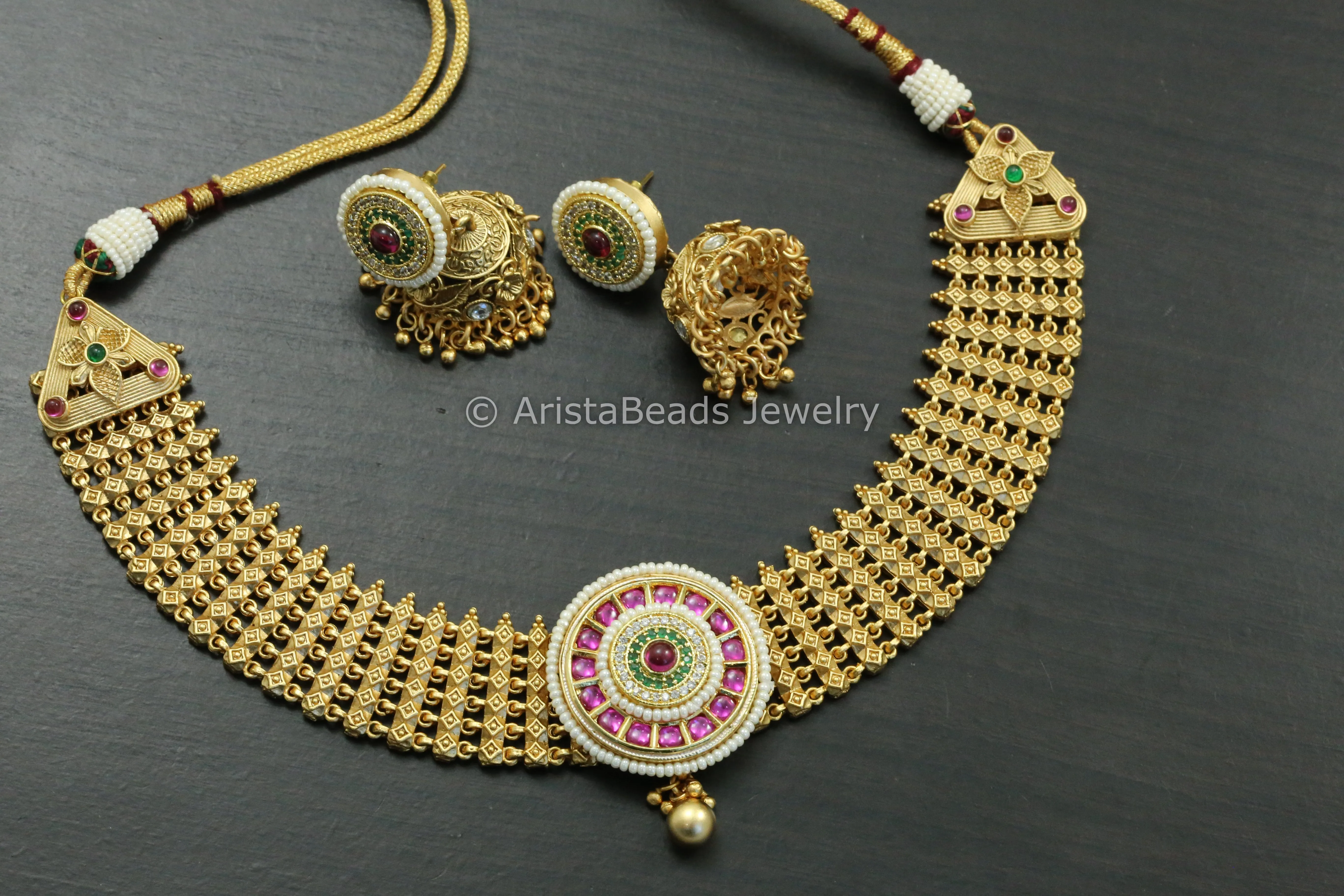 Real Gold Replica Kemp Kundan Set