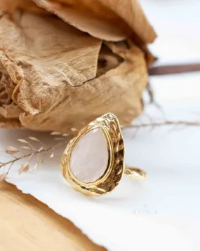 Rose Quartz Ring * 18k Gold Plated Ring * Statement Ring * Gemstone Ring * Pink * Bridal Ring * Wedding Ring *Organic Ring * Nat