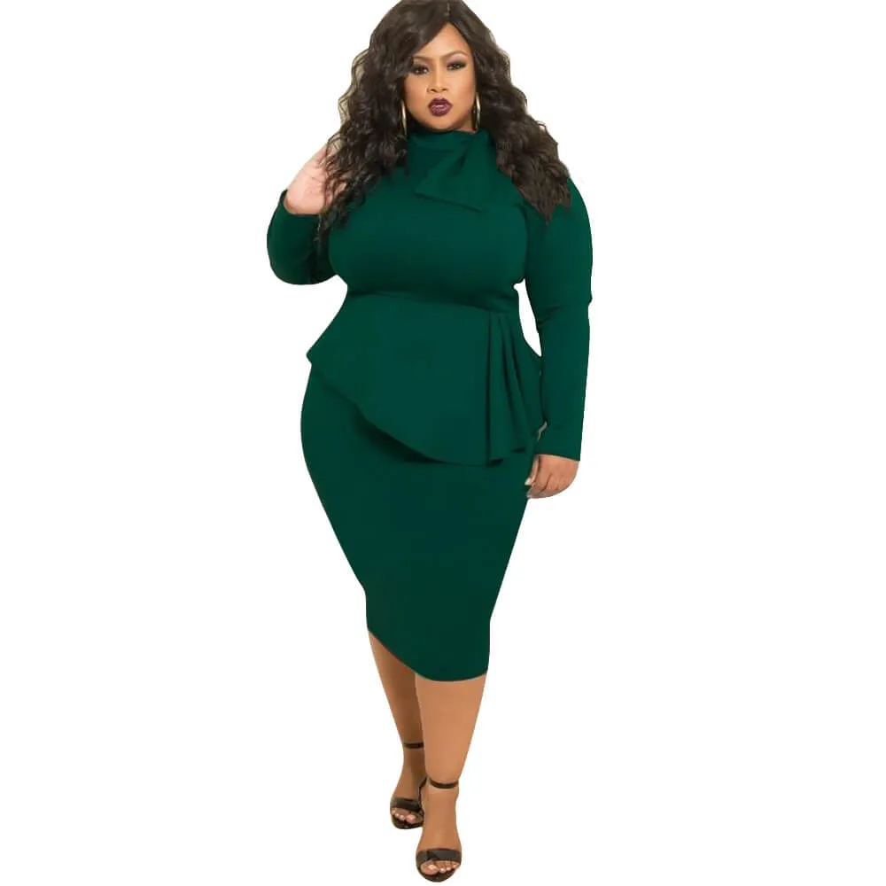 Sales First Women's Perfect Sexy Loose Stretchy Plus Size Solid Color Dresses with Bowknot