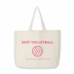 SHIT Volleyball Club Large Canvas Tote Bag - Pink