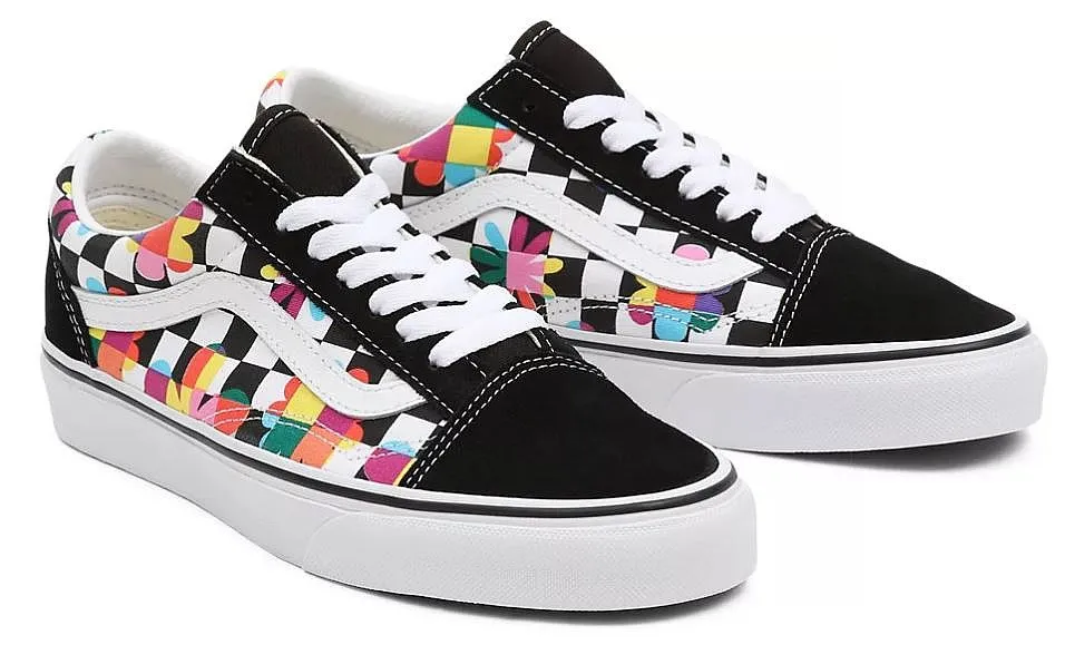 shoes Vans Old Skool - Floral Checkerboard/Black/True White