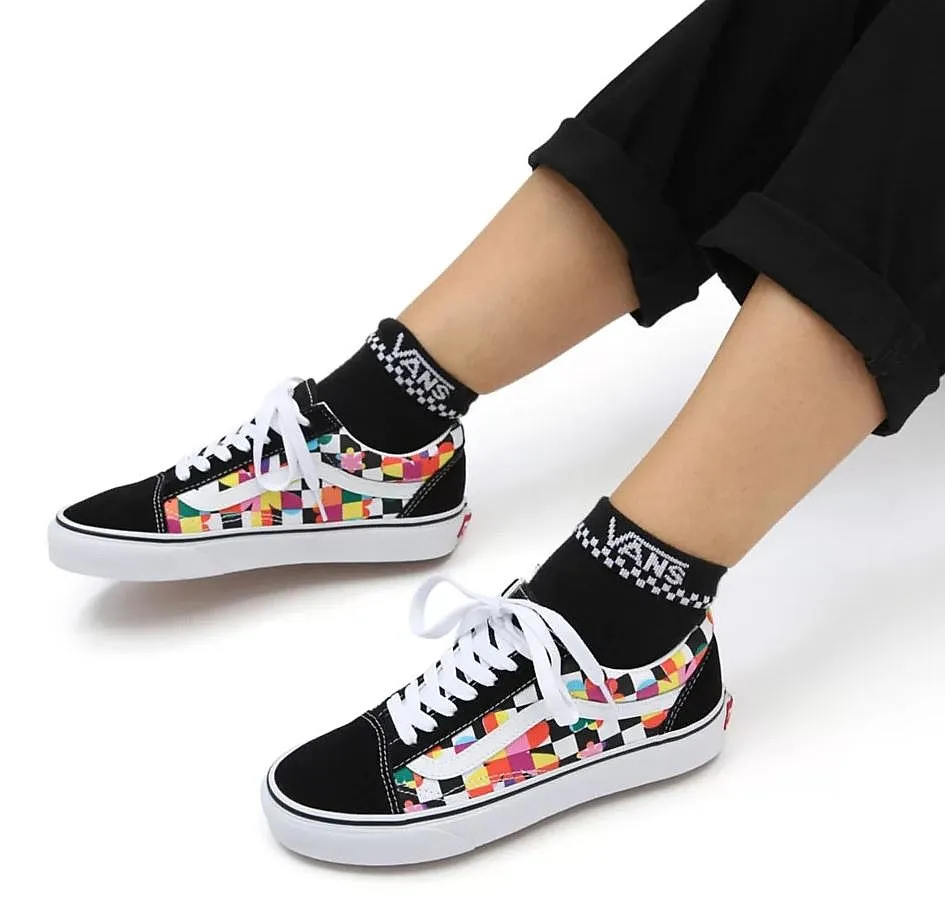 shoes Vans Old Skool - Floral Checkerboard/Black/True White