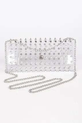 Spike Studded Clear Clutch