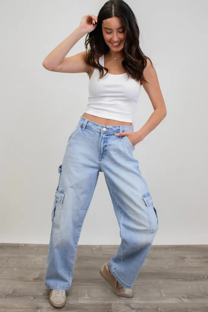 Stay Trendy Cargo Wide Leg Jean