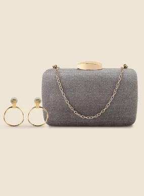 Stone Stuuded Clutch Bag & Earring Set